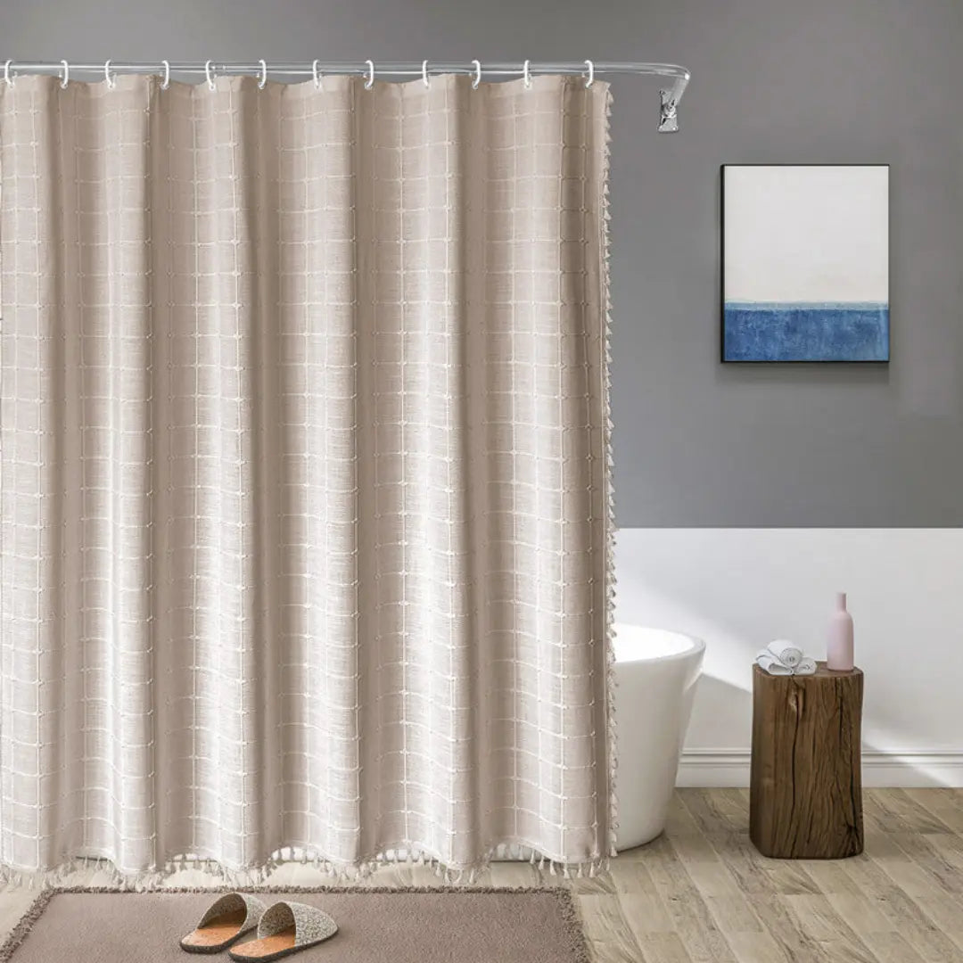 BowLift | Boho-Linen Shower Curtain with Tassels