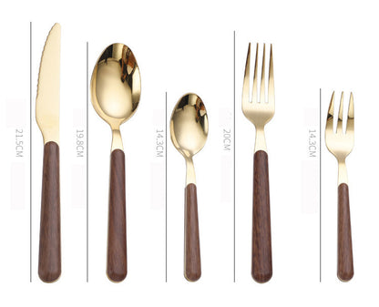 Skanto | Stainless Steel Flatware Set with Wood Grain Handles