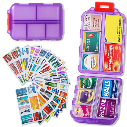 BowLift | Travel Pill Organizer Box (161 Labels for Customization)