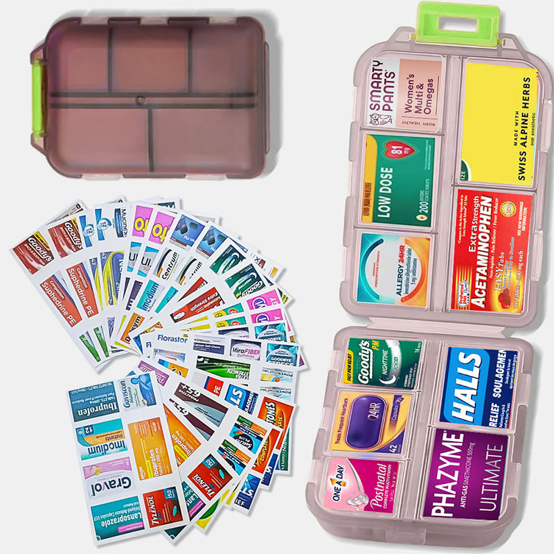 BowLift | Travel Pill Organizer Box (161 Labels for Customization)
