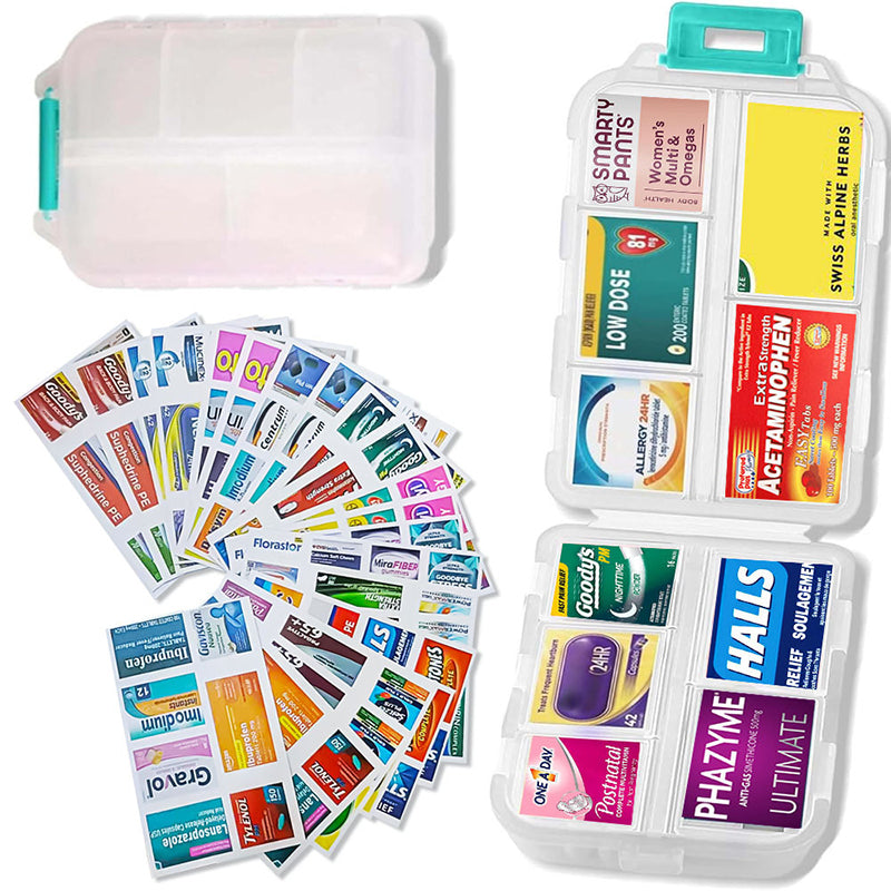 BowLift | Travel Pill Organizer Box (161 Labels for Customization)