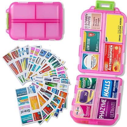 BowLift | Travel Pill Organizer Box (161 Labels for Customization)
