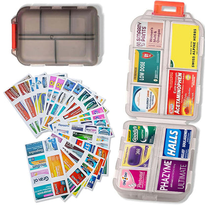 BowLift | Travel Pill Organizer Box (161 Labels for Customization)
