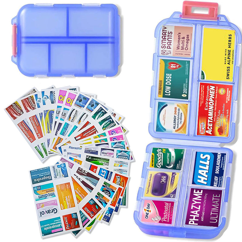 BowLift | Travel Pill Organizer Box (161 Labels for Customization)