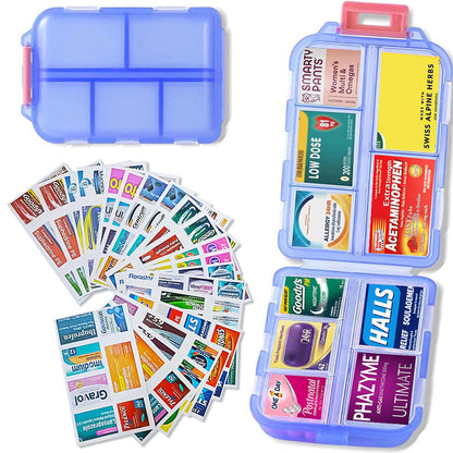 BowLift | Travel Pill Organizer Box (161 Labels for Customization)