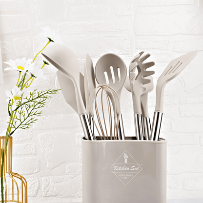 BowLift | 12-piece silicone kitchen utensils set with stainless steel handles
