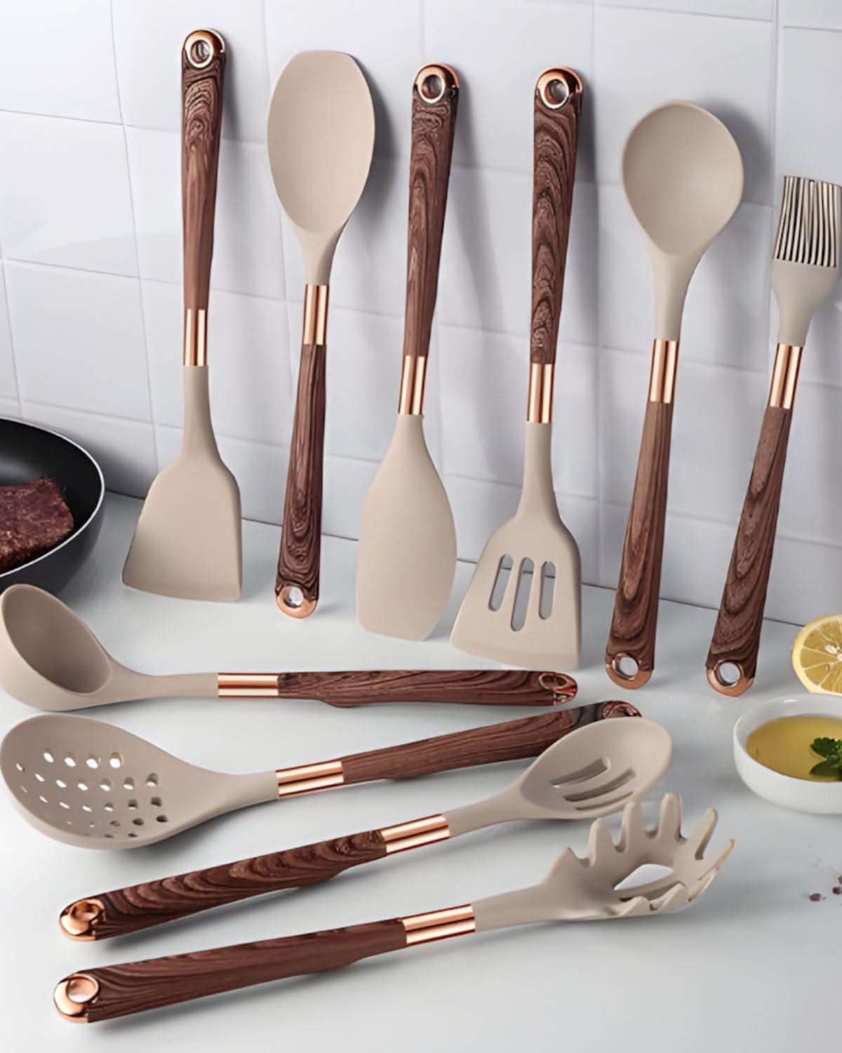 BowLift | Robust Kitchen Utensils Set with Heat Resistant Silicone Heads