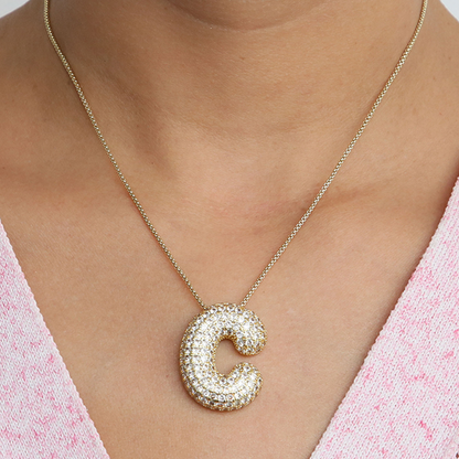 BowLift | Chunky Bubble Diamond Dazzle Initial Necklaces