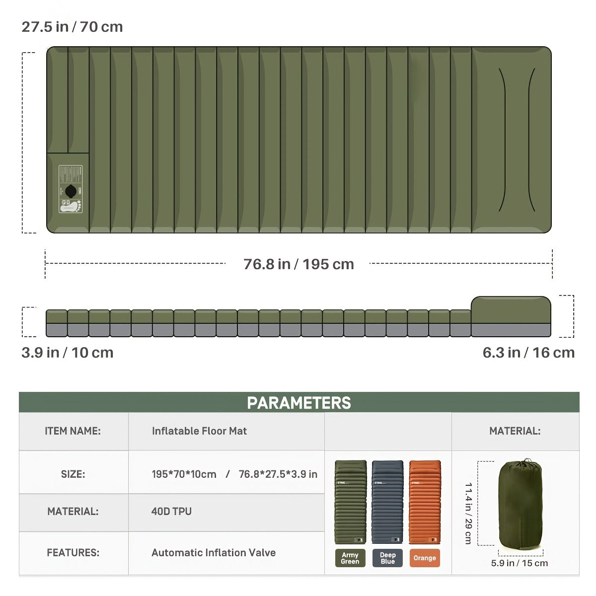 Skanto | Inflatable Camping Mattress | Waterproof, Portable & Easy Inflation for Outdoor Adventures