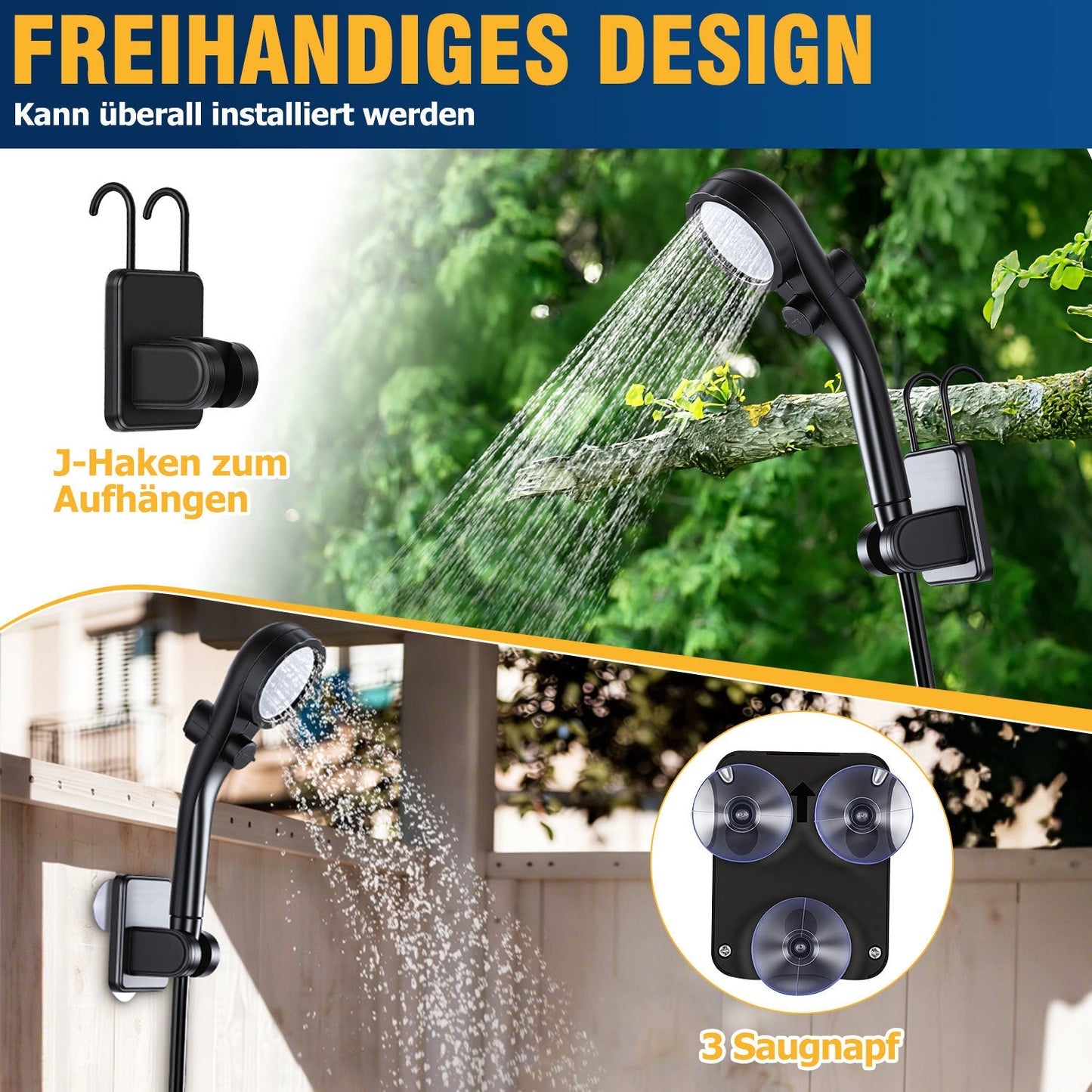Portable Camping Shower Battery-Powered Outdoor Shower with 20L Collapsible Bucket | Skanto