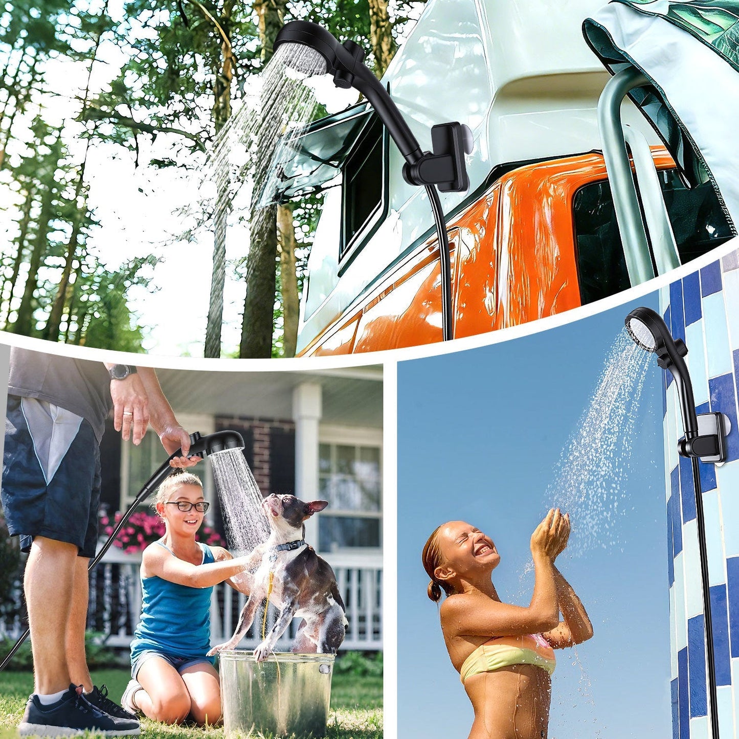 Portable Camping Shower Battery-Powered Outdoor Shower with 20L Collapsible Bucket | Skanto