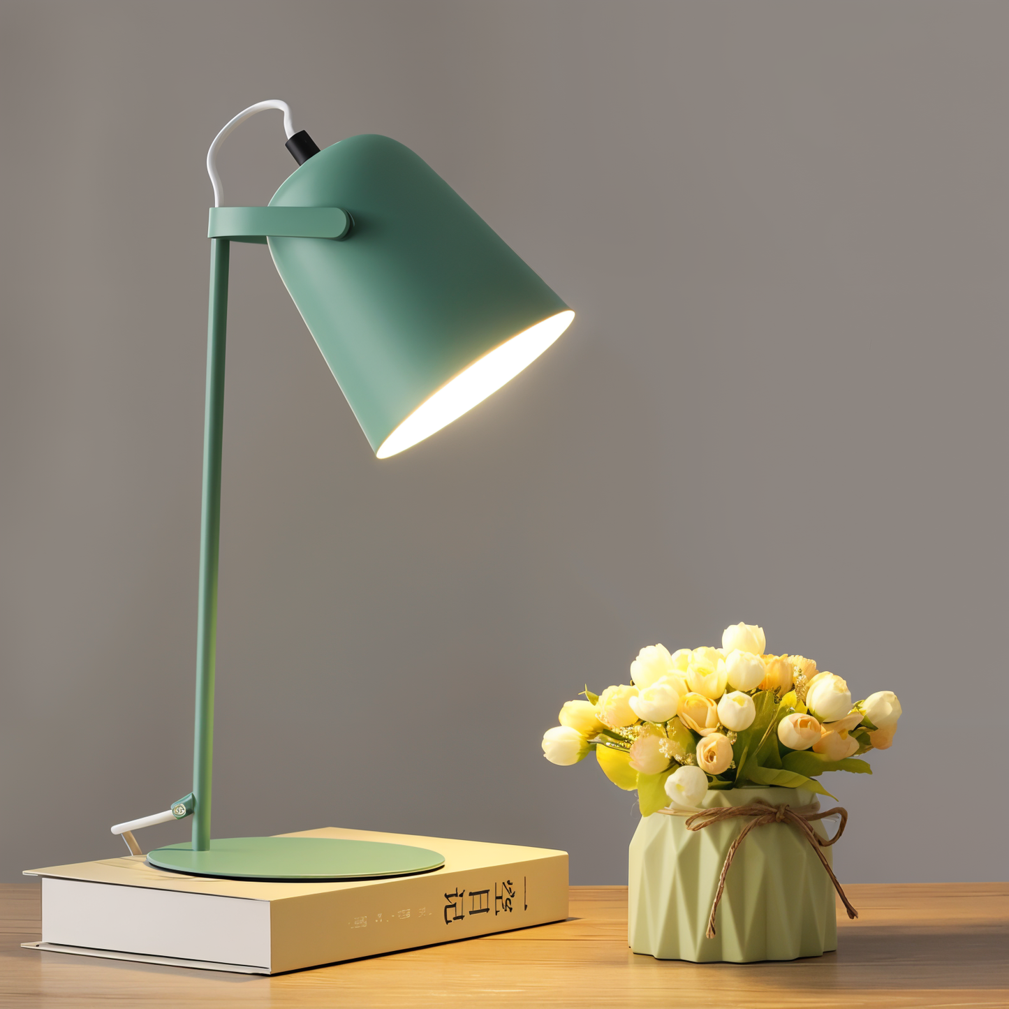 Skanto | Macaron Desk Lamp – Nordic Yellow Adjustable Table Lamp for Reading and Study