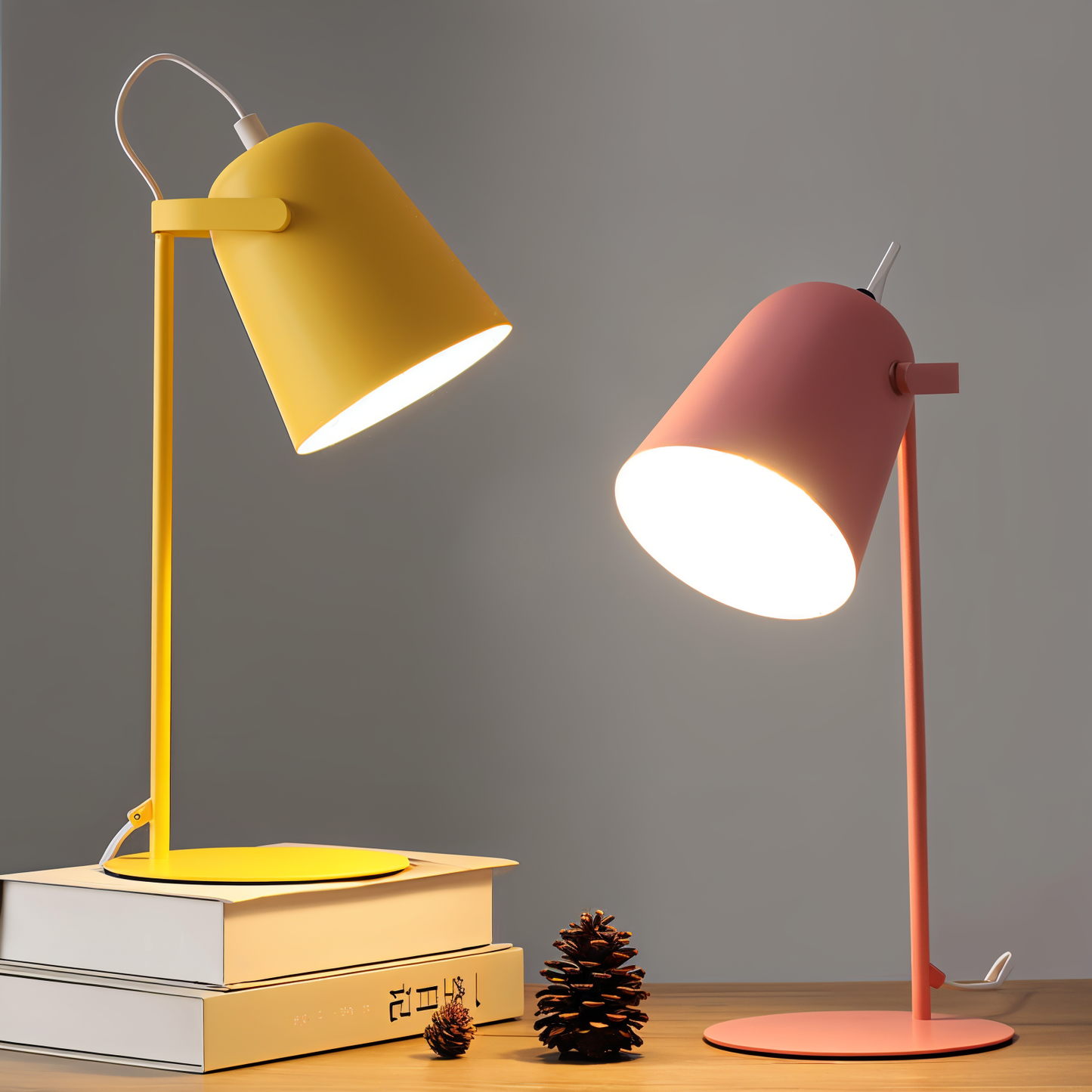 Skanto | Macaron Desk Lamp – Nordic Yellow Adjustable Table Lamp for Reading and Study