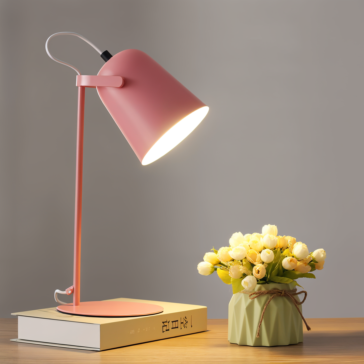 Skanto | Macaron Desk Lamp – Nordic Yellow Adjustable Table Lamp for Reading and Study