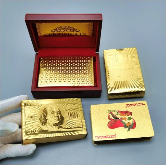 24-karat gold-plated playing cards with optional case