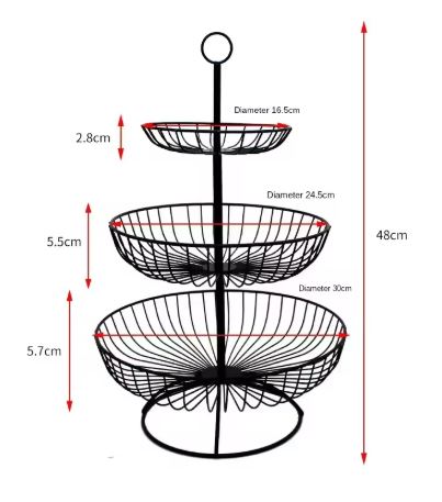 Luxurious 3-tier vegetable and fruit shelf in gold and black