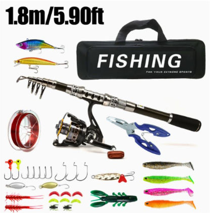BowLift | Carbon Fibre Telescopic Fishing Rod & Reel Set – Portable Fishing Kit for Sea & Freshwater
