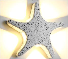 Modern, simple LED wall light made of aluminum in starfish design, waterproof, for the patio