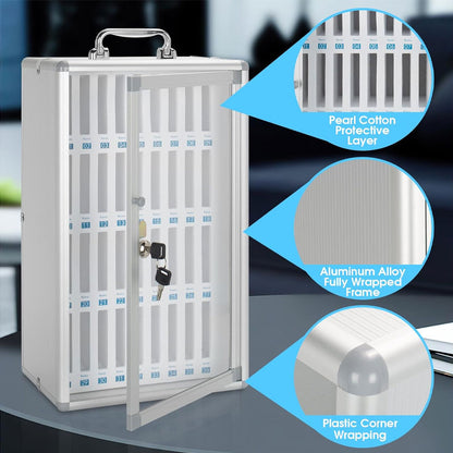 BowLift | 36 Slots Cell Phone Safe Locker Lockable Cell Phone Storage Cabinet, Cell Phone Lock Box With Handle For Classroom Office Exam (Silver)