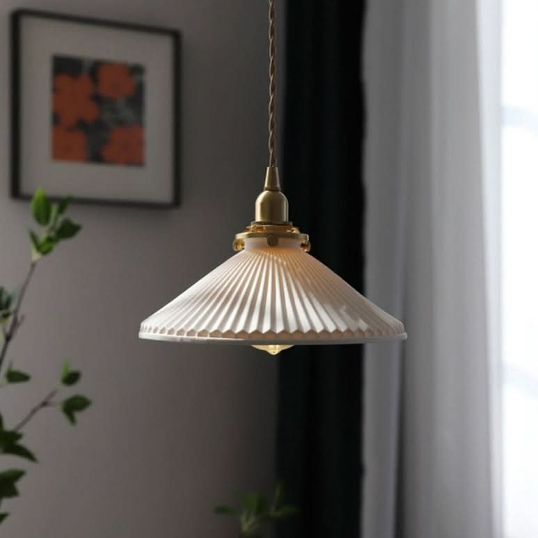 BowLift | Scandinavian White Ceramic Pendant Light