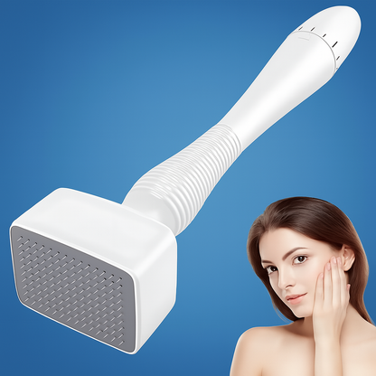 RevitaGlow | Microneedling Derma Stamp – Adjustable Depth – 140 Needles – Skin & Hair Rejuvenation Bowlift