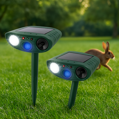 BowLift | Solar Powered Ultrasonic Rabbit Repeller with Flashing Light – Effective Pest Control for Gardens and Yards