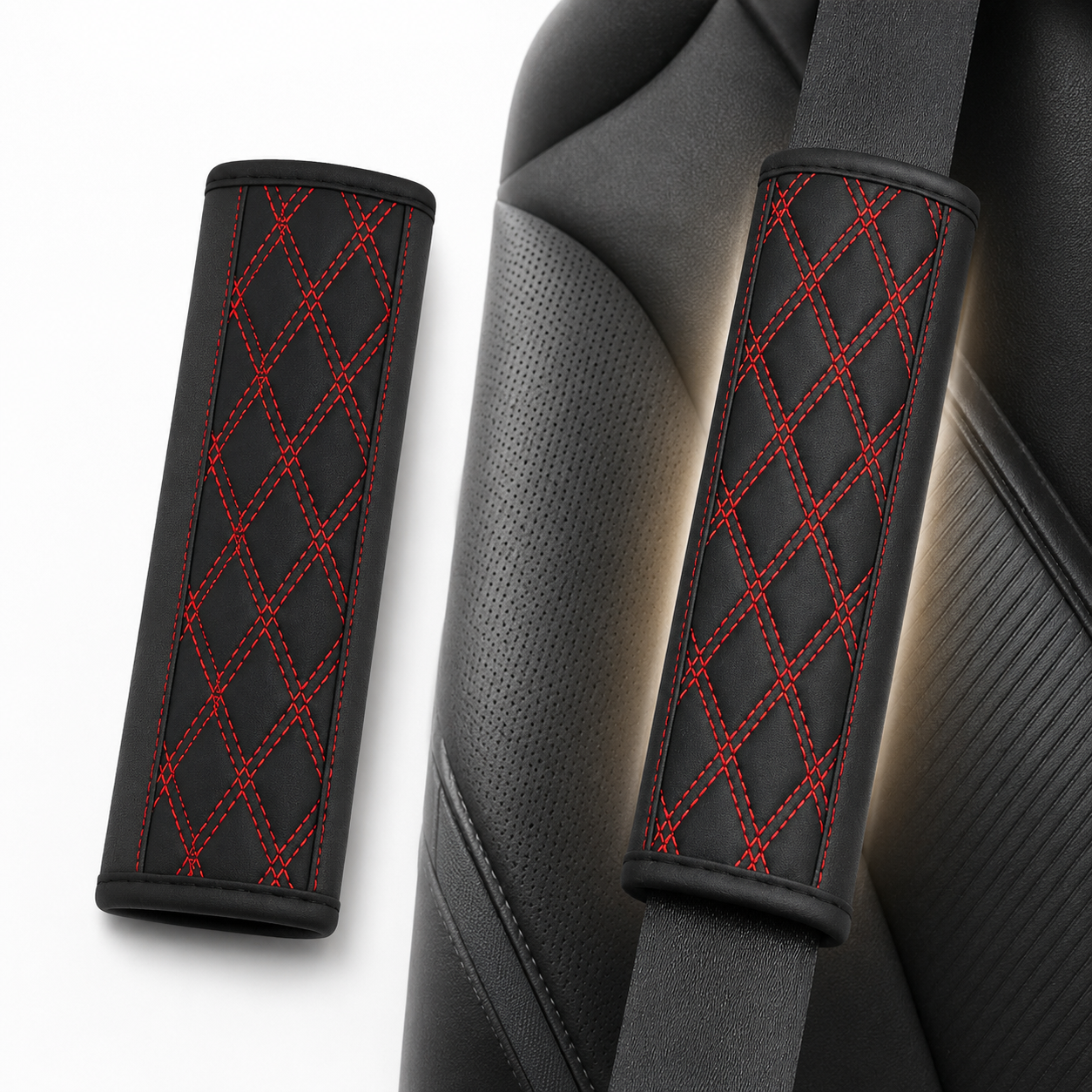 Quilted PU Leather Seat Belt Shoulder Pads Bowlift