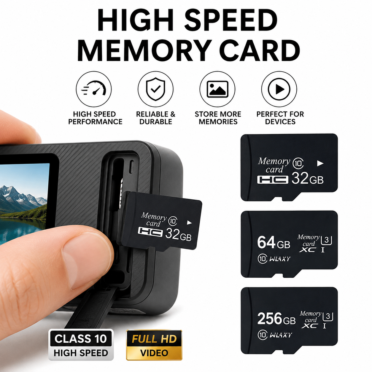 High-Capacity Class 10 MicroSD Card Set With SD Adapter Bowlift
