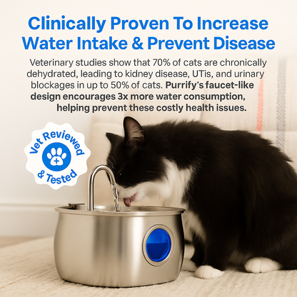 Skanto | Skanto Felindra Cat Water Fountain | Stainless Steel | Flowing Water for Better Hydration | Quiet & Hygienic | 2,5 L Capacity