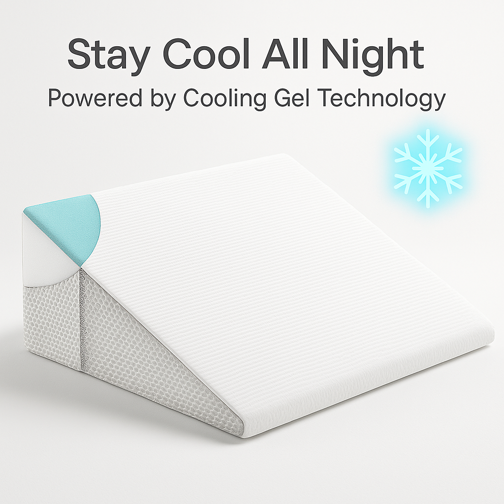 Skanto | Deluxe Squat Support Pillow | Cooling Gel Memory Foam, Removable Cover & Ideal for Back Pain and Acid Reflux