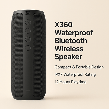 Skanto | Best Waterproof Bluetooth Wireless Speaker x360 Compact Small