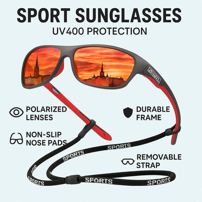 BowLift | Mens Polarised Sports Sunglasses UK – UV400 Wrap Around Sunglasses for Cycling, Running & Outdoor Activities | Lightweight & Glare Protection