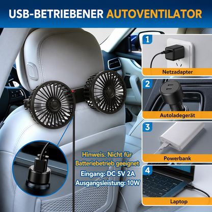 USB fan for car with 2 heads | Karnz