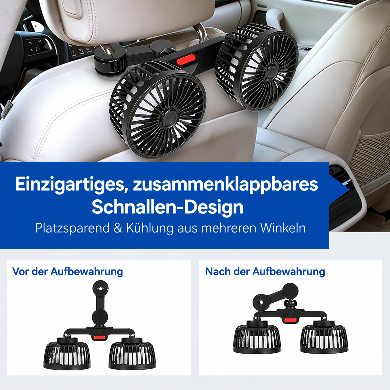 USB fan for car with 2 heads | Karnz
