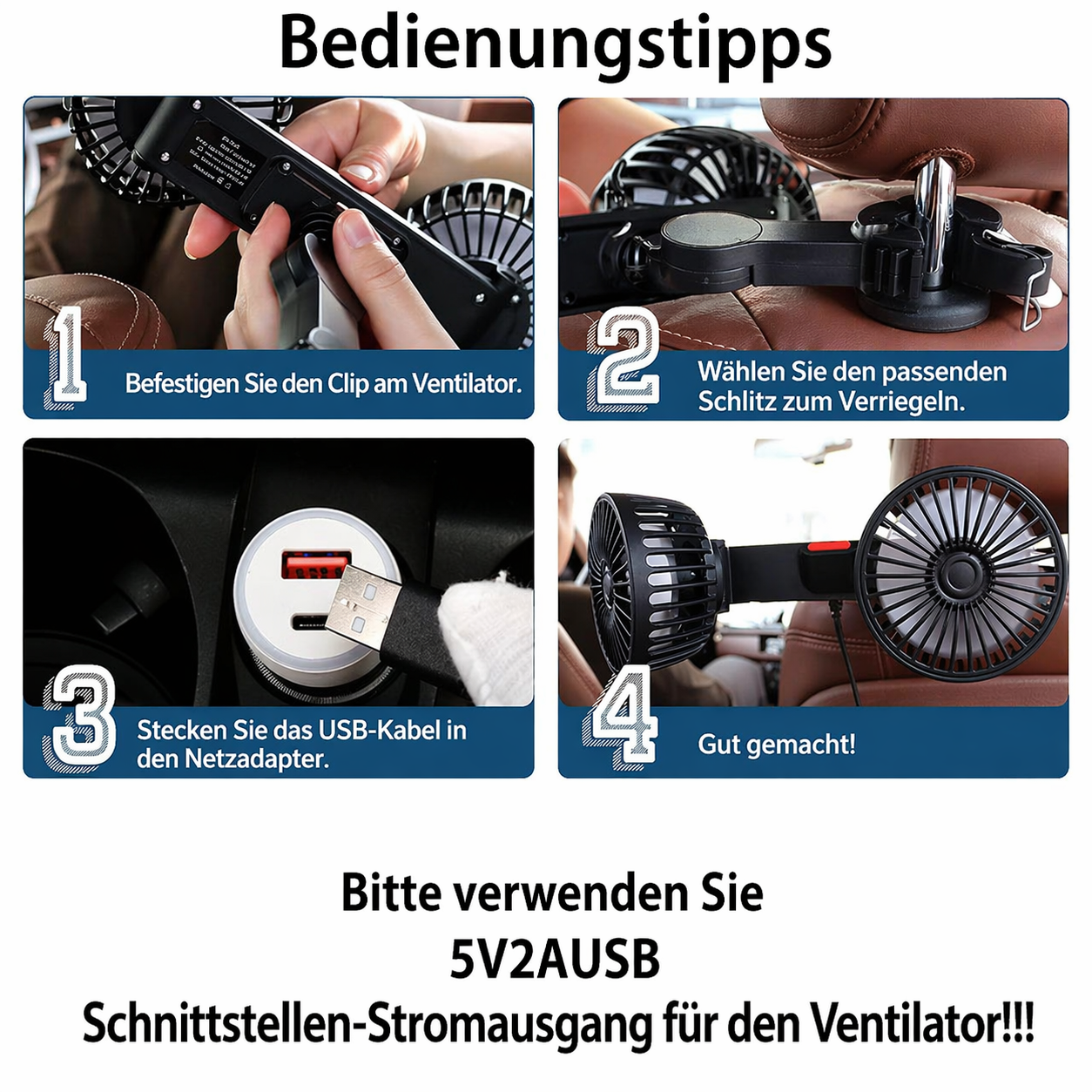 USB fan for car with 2 heads | Karnz