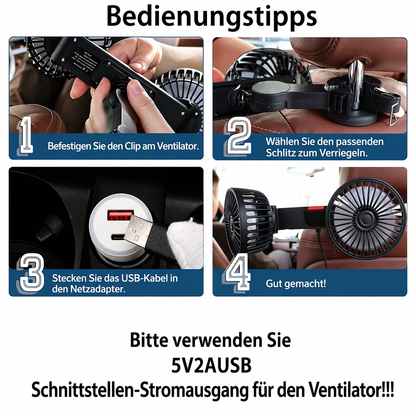 USB fan for car with 2 heads | Karnz