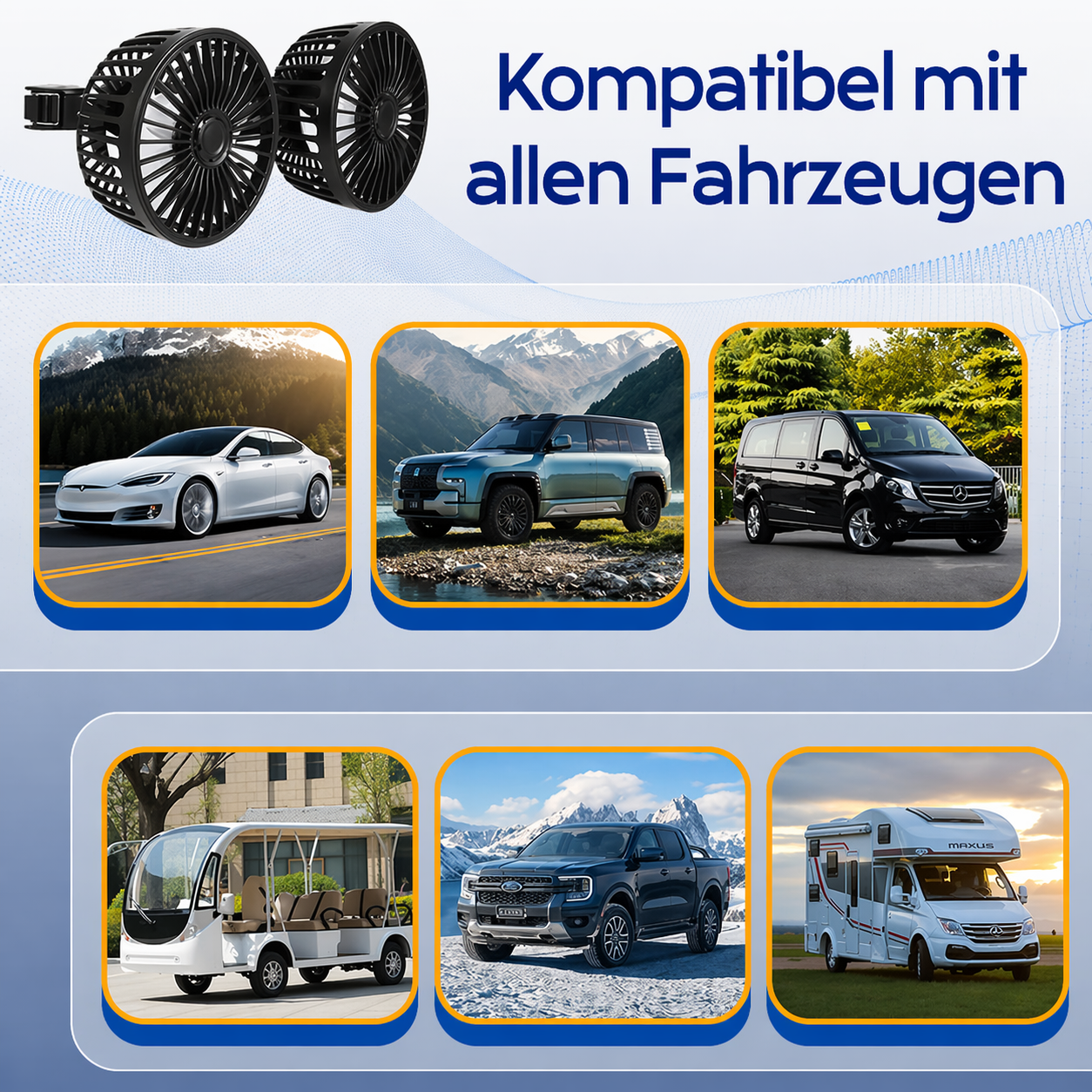USB fan for car with 2 heads | Karnz