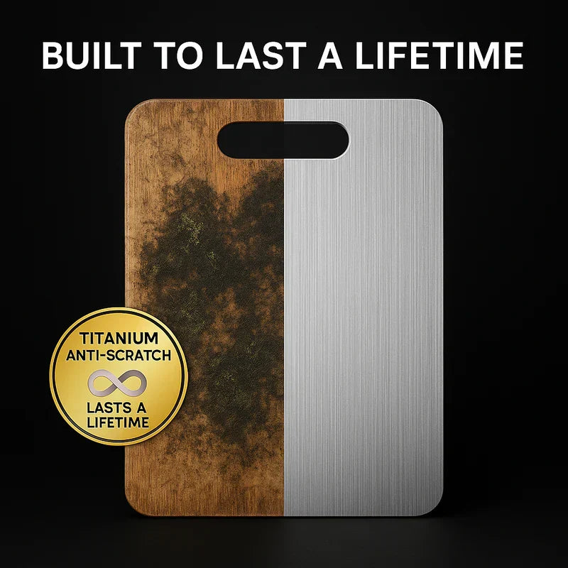 Skanto | Medical Grade Titanium Cutting Board | Durable, Non-Porous Surface for Safe Cooking & Kitchen Use