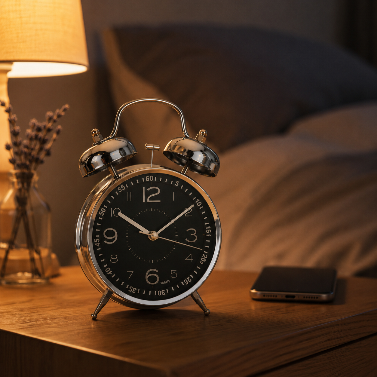 Retro Alarm Clock with Double Bell Silver Chrome | Bowlift