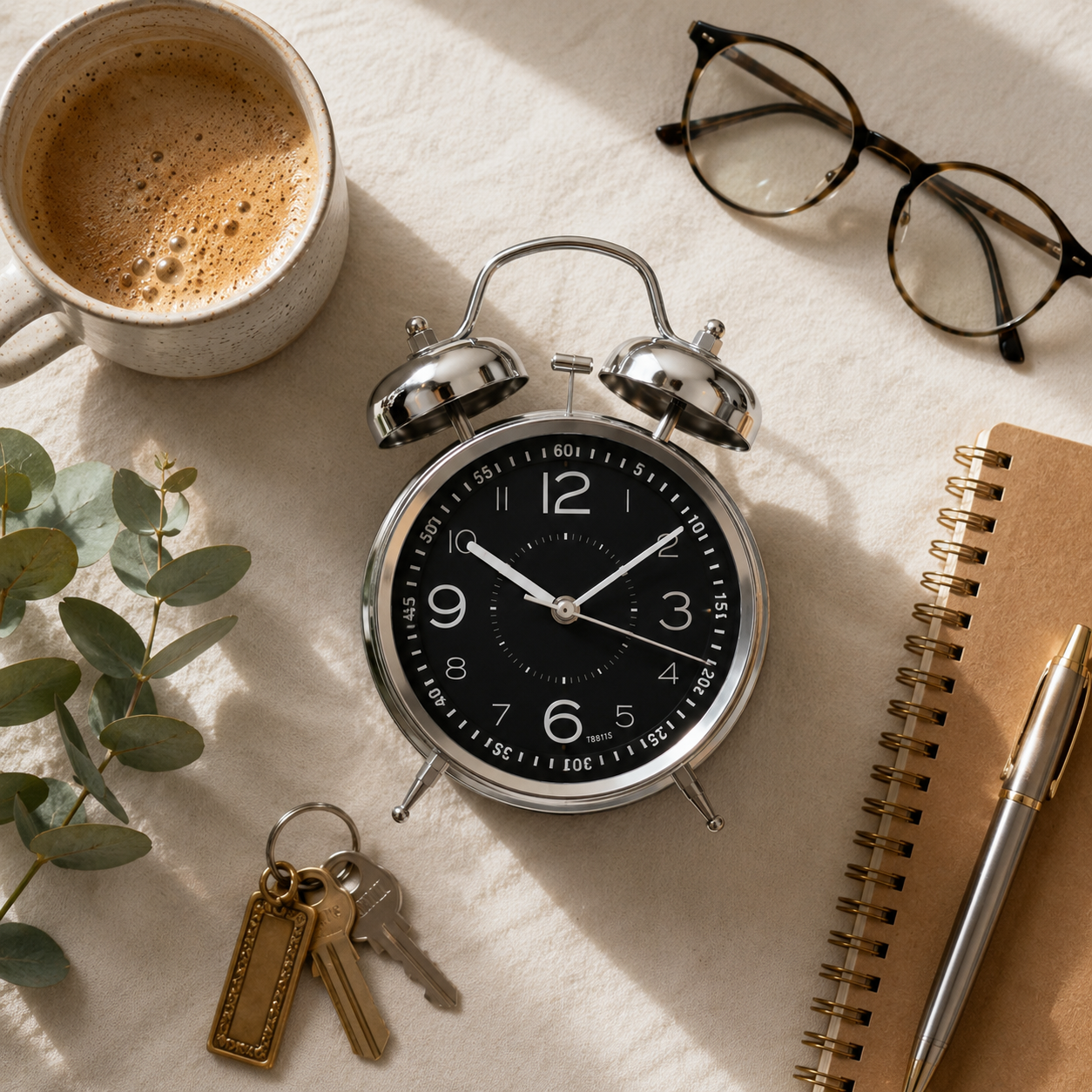 Retro Alarm Clock with Double Bell Silver Chrome | Bowlift