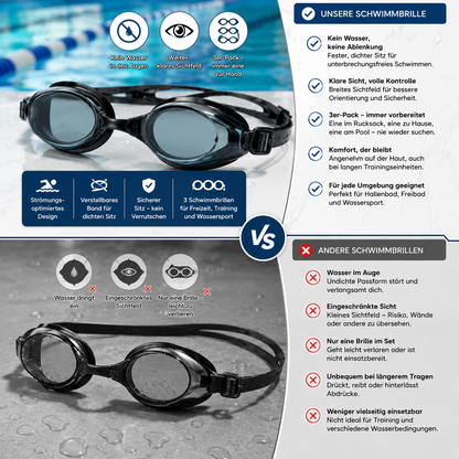 Swimming goggles 3-pack for adults | Kalsten