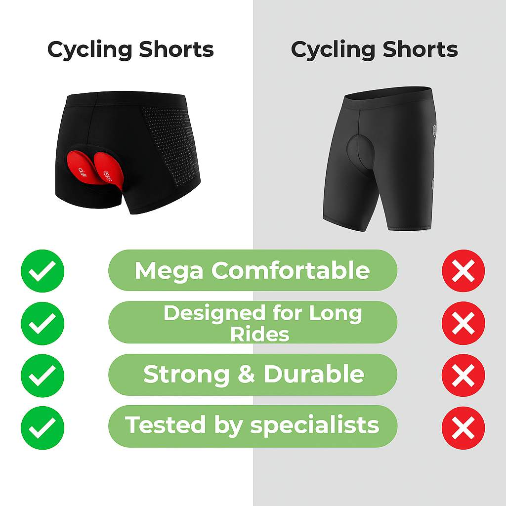 Gel-padded cycling shorts against saddle pain