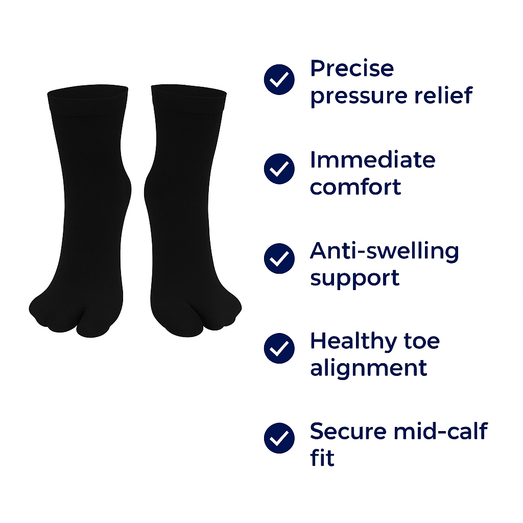 Toe Bunion Socks – Cushioned Support – Pain Relief – Reduces Swelling – Improves Alignment – All-Day Comfort Bowlift