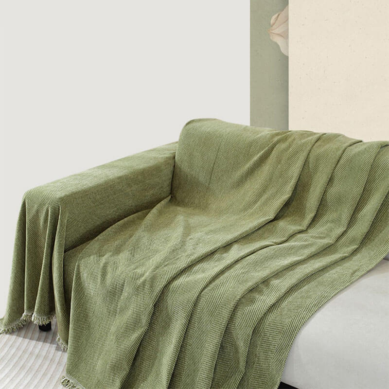 BowLift | Chenille Blanket Herringbone Tassel Sofa Cover