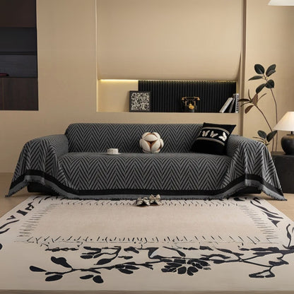 Skanto | Chevron Herringbone Fringe Sofa Cover