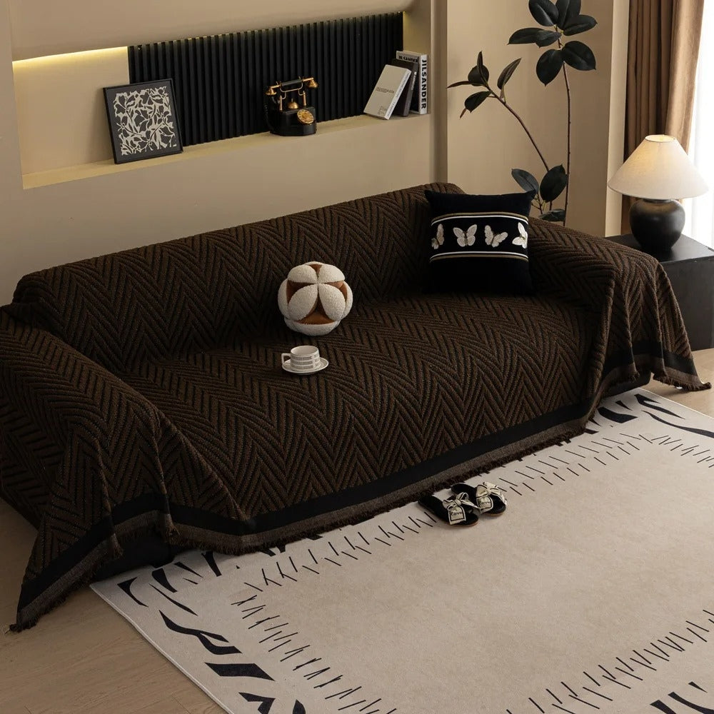 Skanto | Chevron Herringbone Fringe Sofa Cover