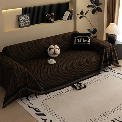 Skanto | Chevron Herringbone Fringe Sofa Cover