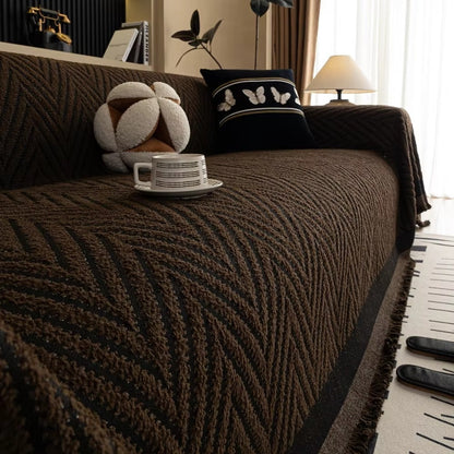 Skanto | Chevron Herringbone Fringe Sofa Cover