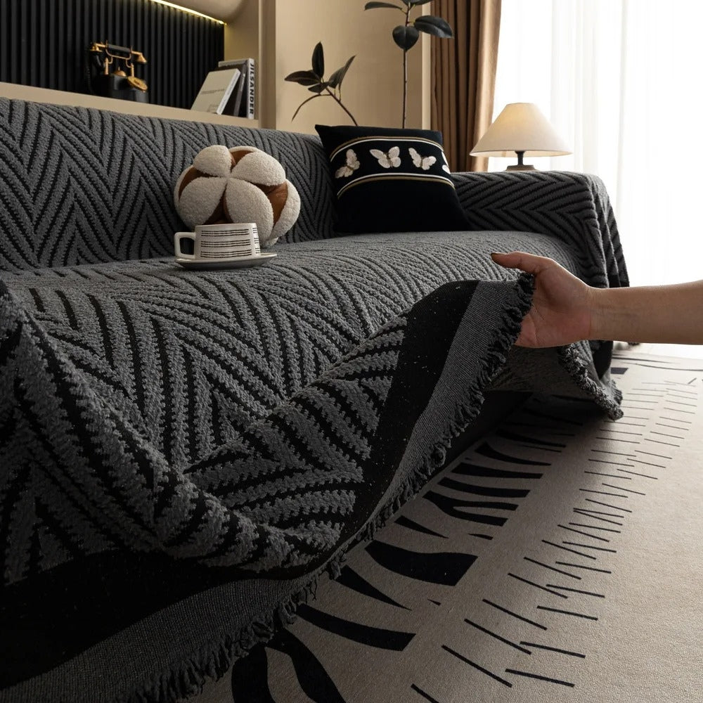 Skanto | Chevron Herringbone Fringe Sofa Cover