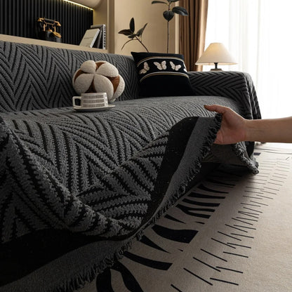 Skanto | Chevron Herringbone Fringe Sofa Cover